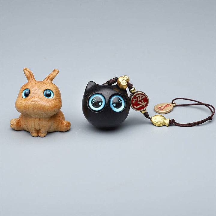 Buddha Stones Thuja Sutchuenensis Sándalo Verde Boj Mini Animal Lindo Conejo Gato Ciervo Ballena Prosperidad Teléfono Decoraciones Colgantes - image 0
