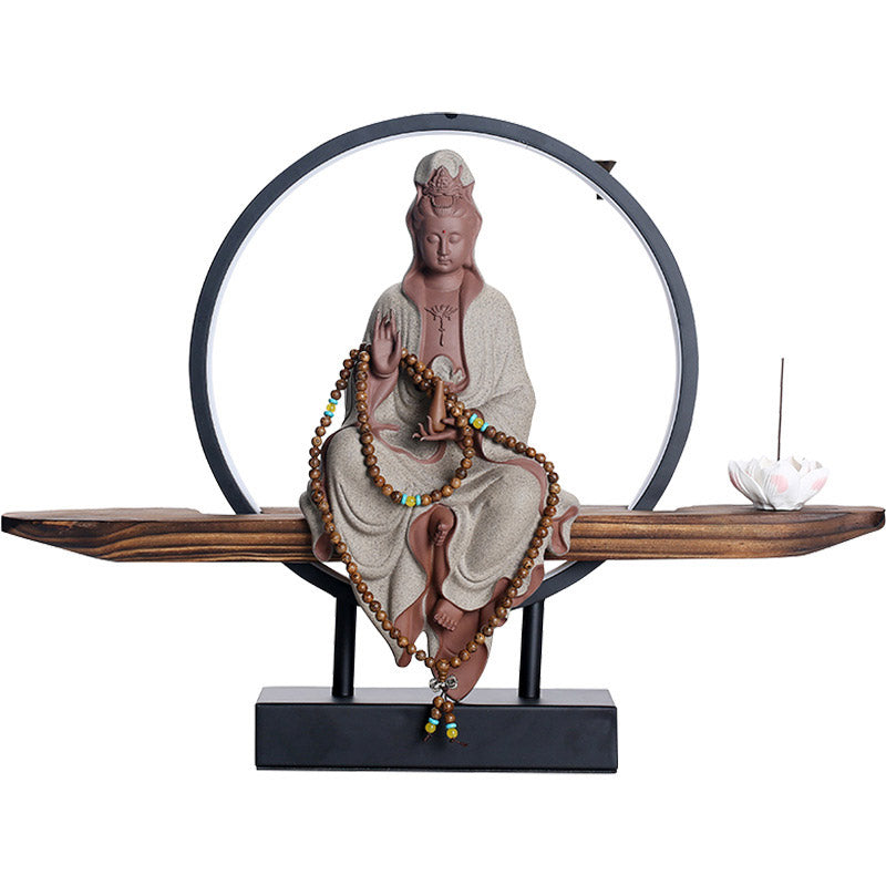 Buddha Stones Buda Avalokitesvara Cerámica Loto Relajación Quemador De Incienso Decoración