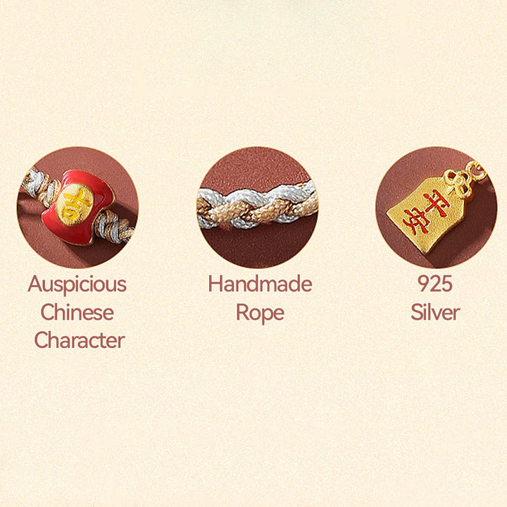 Pulsera de hilo trenzado con bendición de caracteres chinos, hecha a mano, de plata de ley 925 con Buddha Stones - image 7