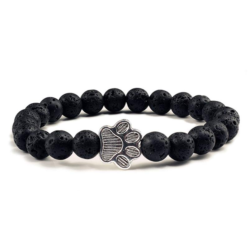 Buddha Stones Pulsera de piedra “Salva a un perro” - Lava negra - image 4