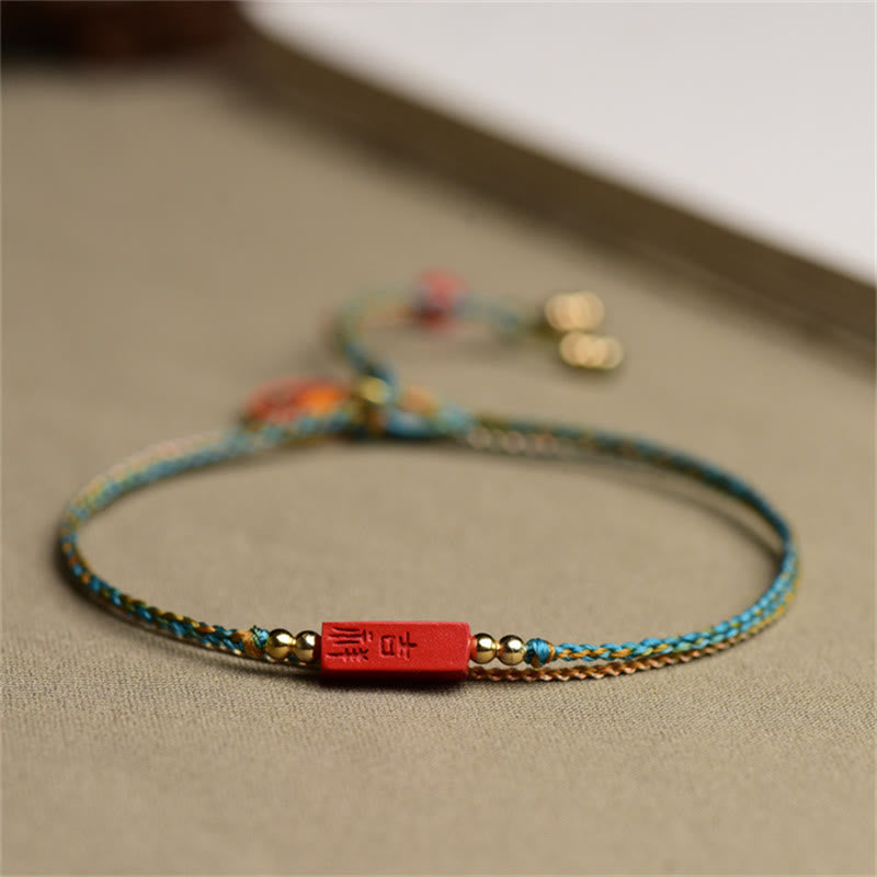 Pulsera de doble capa trenzada con Buddha Stones hecha a mano con cinabrio como uno desea bendición