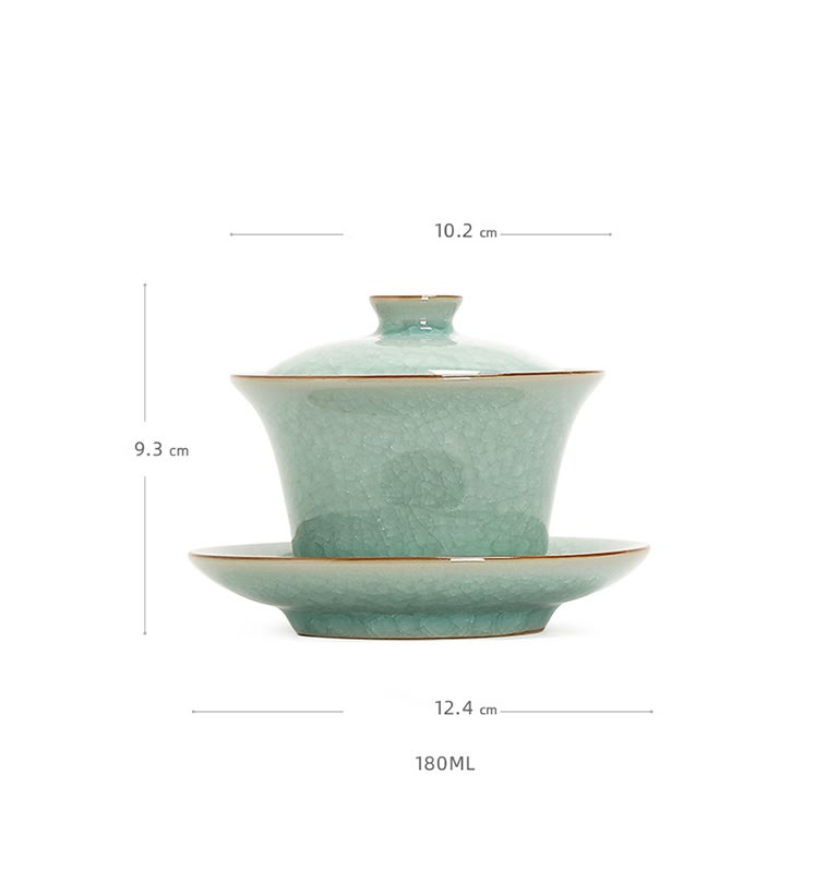 Taza de té y platillo de cerámica con esmalte de hielo, Retro verde, Buddha Stones , Gaiwan Sancai, Kung Fu
