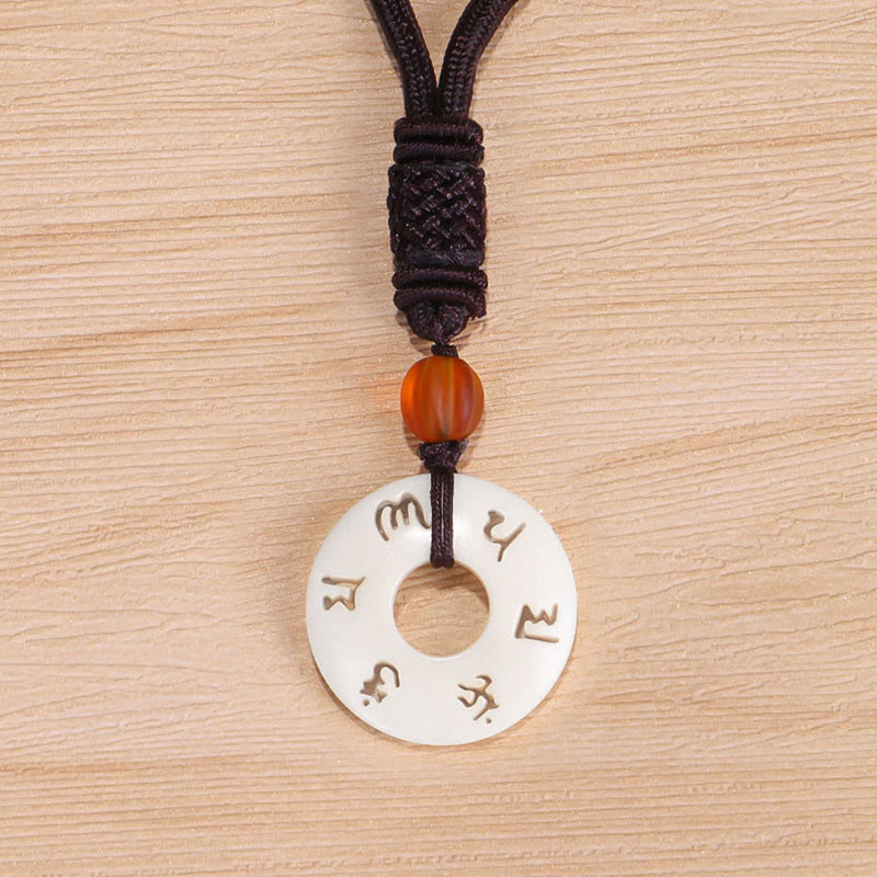 Colgante de collar de protección grabado con Buddha Stones, fruta de marfil, Om Mani Padme Hum - image 8