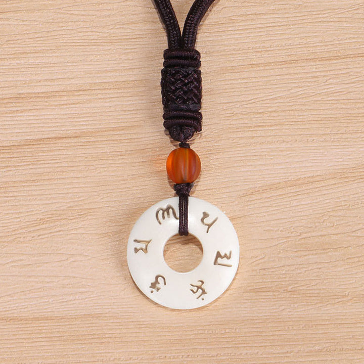 Colgante de collar de protección grabado con Buddha Stones, fruta de marfil, Om Mani Padme Hum - image 8