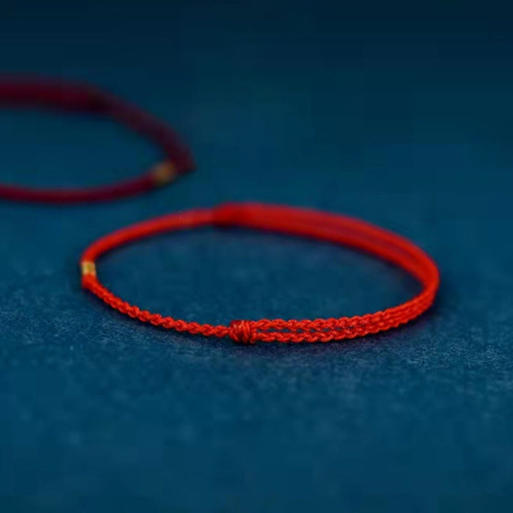 Tobillera de pulsera de hilo trenzado con cuentas doradas de la suerte de plata de ley 925 con Buddha Stones