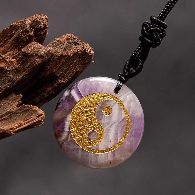 Buddha Stones, varios cristales, amatista, ojo de tigre, Aventurina verde, Yin Yang, collar espiritual, colgante