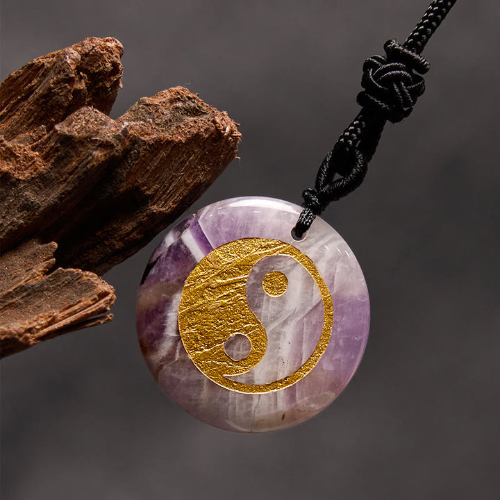 Buddha Stones, varios cristales, amatista, ojo de tigre, Aventurina verde, Yin Yang, collar espiritual, colgante