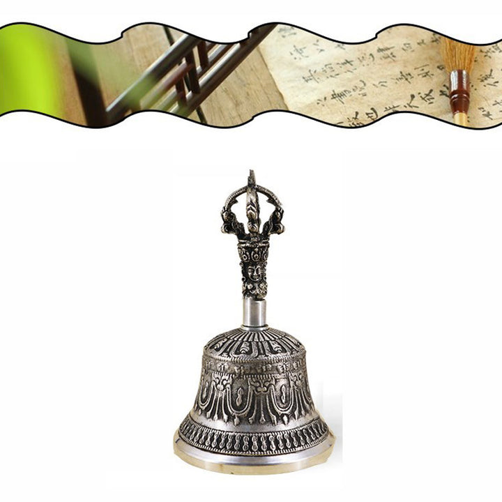 Juego de decoración de cobre con Buddha Stones, campana de meditación tibetana y Vajra Dorje