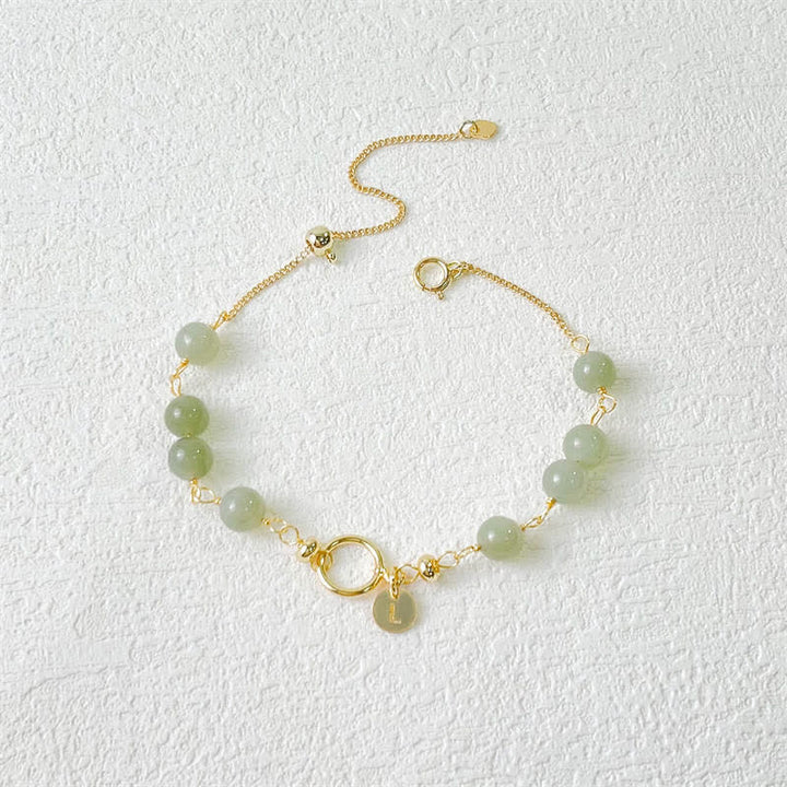 Pulsera con cuentas de suerte llena de oro de 14 quilates con jade hetiano natural único de Buddha Stones