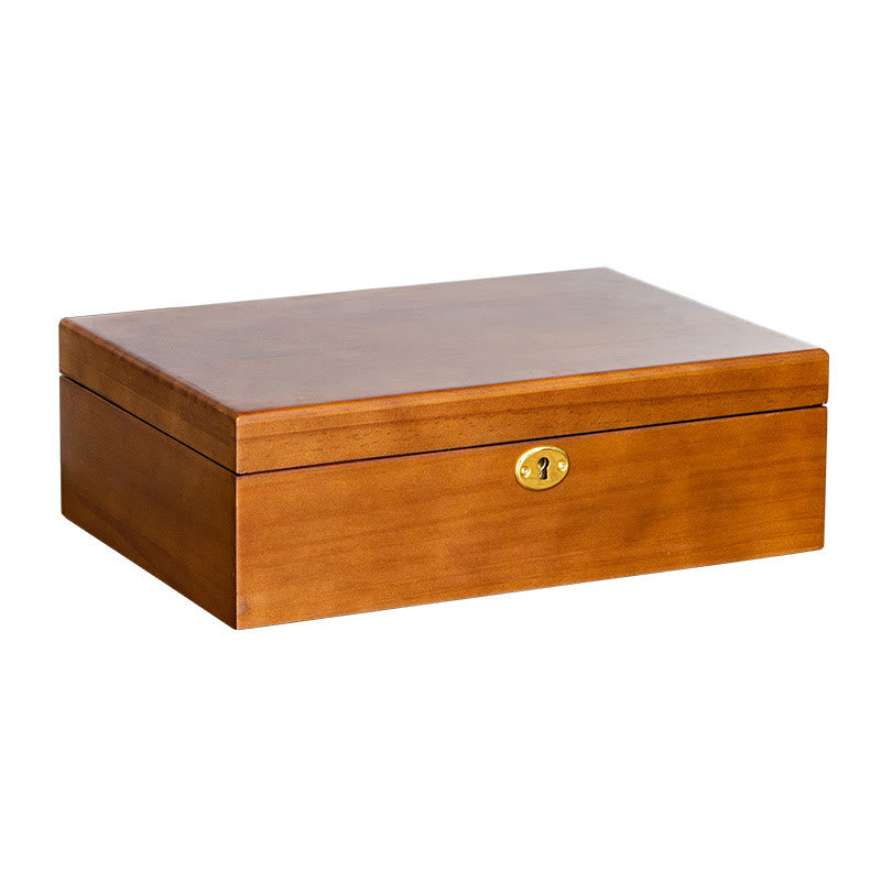 Caja de joyería de madera vintage con Buddha Stones, caja de almacenamiento de joyería de madera maciza de dos capas