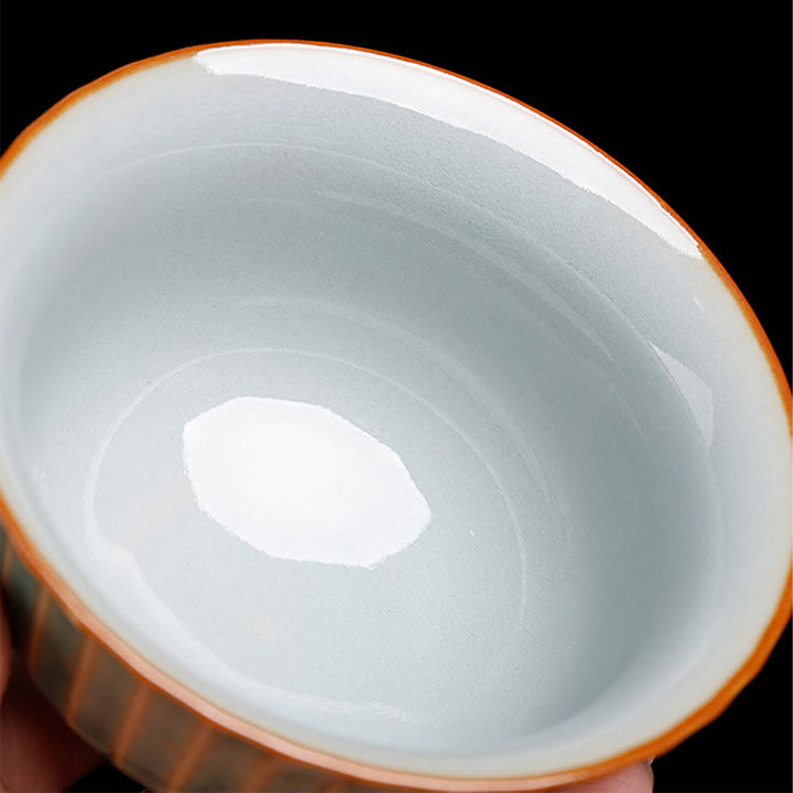 Taza de té y platillo con tapa, cerámica Gaiwan Sancai, cambio de horno de esmalte Retro, Buddha Stones , Kung Fu