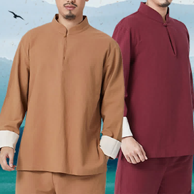 Conjunto de ropa de lino y algodón para hombre con Buddha Stones, meditación espiritual, zen, yoga y oración