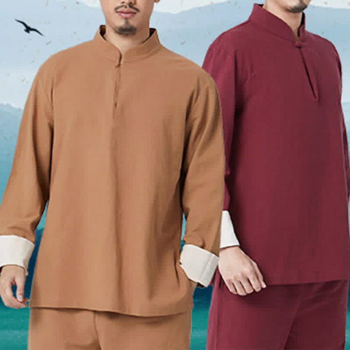 Conjunto de ropa de lino y algodón para hombre con Buddha Stones, meditación espiritual, zen, yoga y oración