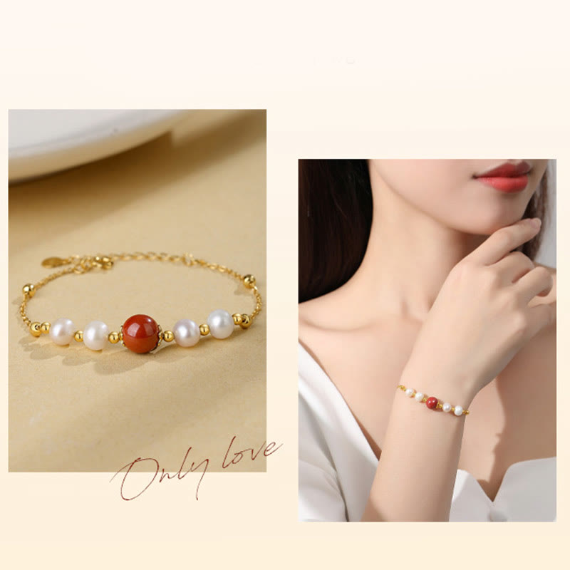 Pulsera de cadena de cuentas curativas de cinabrio y perlas de plata de ley 925 con Buddha Stones
