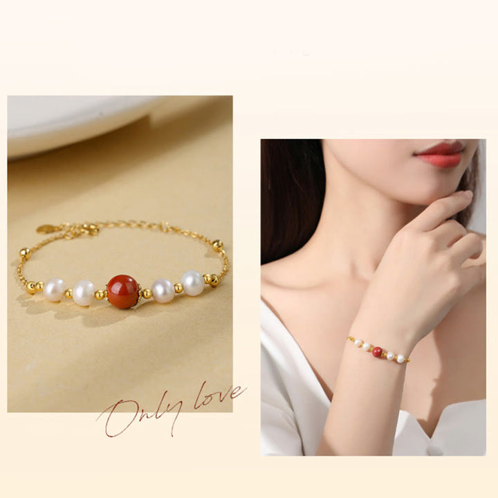 Pulsera de cadena de cuentas curativas de cinabrio y perlas de plata de ley 925 con Buddha Stones