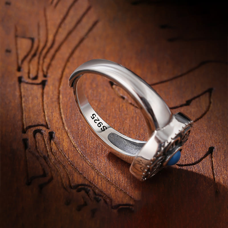 Anillo giratorio de paz con Buddha Stones tibetanas Om Mani Padme Hum