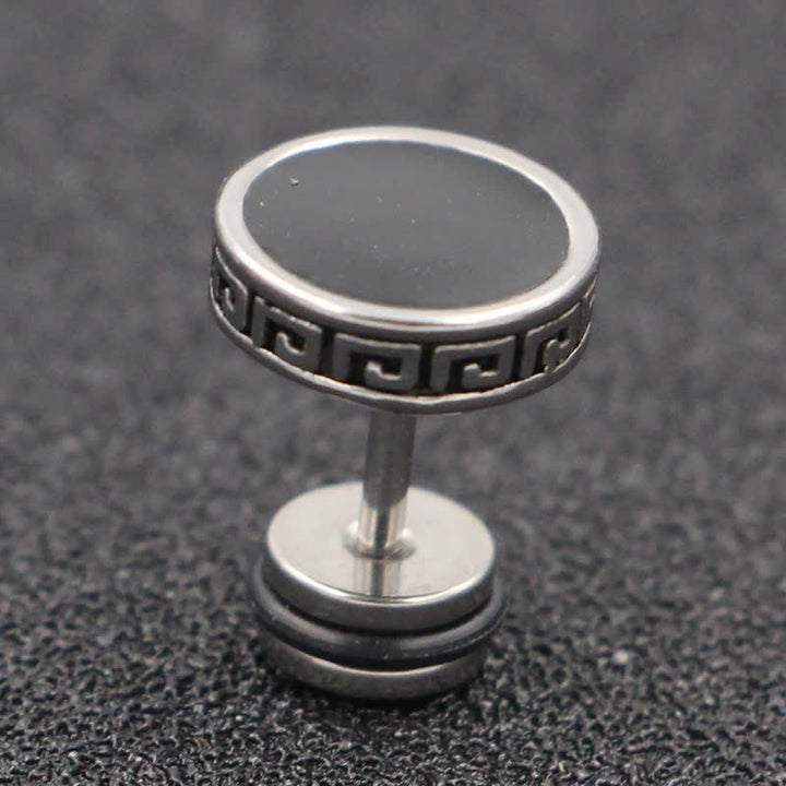 Pendientes redondos de equilibrio de acero titanio para hombre con Buddha Stones - Plata - 10 mm - image 7