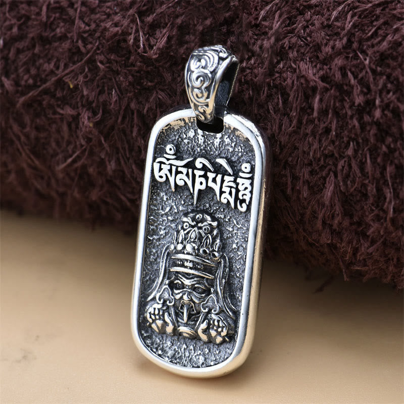 Collar con colgante de plata de ley 925 con Buddha Stones Zakiram, diosa de la riqueza Om Mani Padme Hum - Solo colgante (16 x 34 mm) - image 2