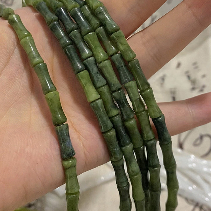 Pulsera de la suerte con diseño de bambú y peridoto de plata de ley 925 con Buddha Stones