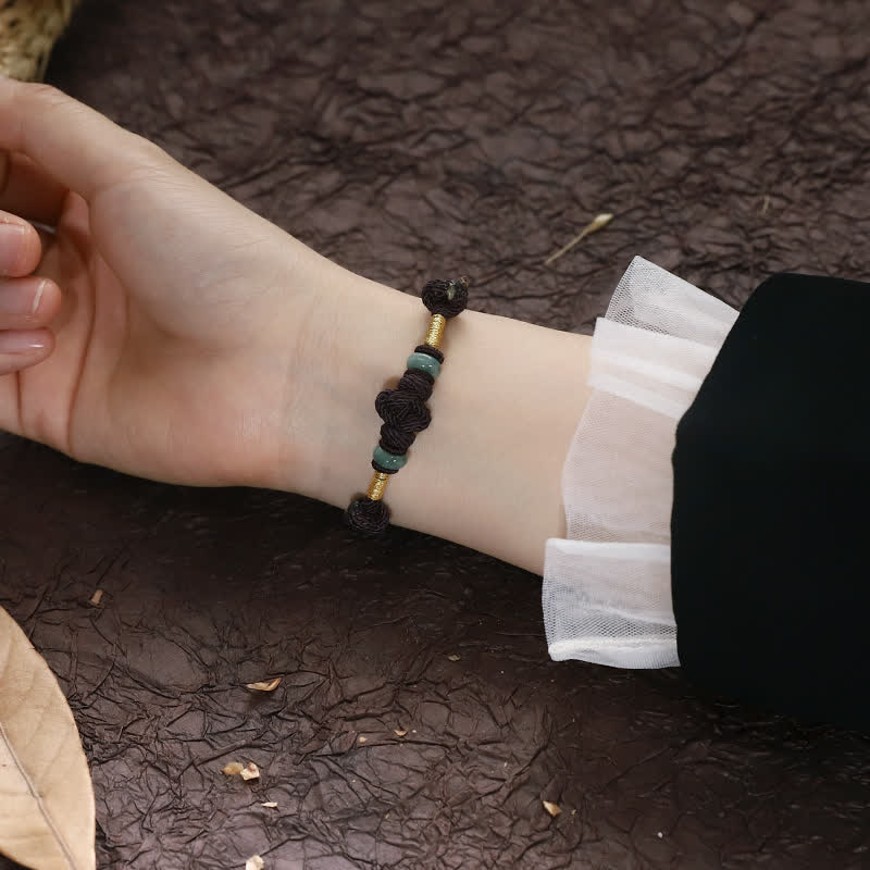 Pulsera de pareja trenzada con nudo de la suerte de Jade, hilo rojo, Buddha Stones