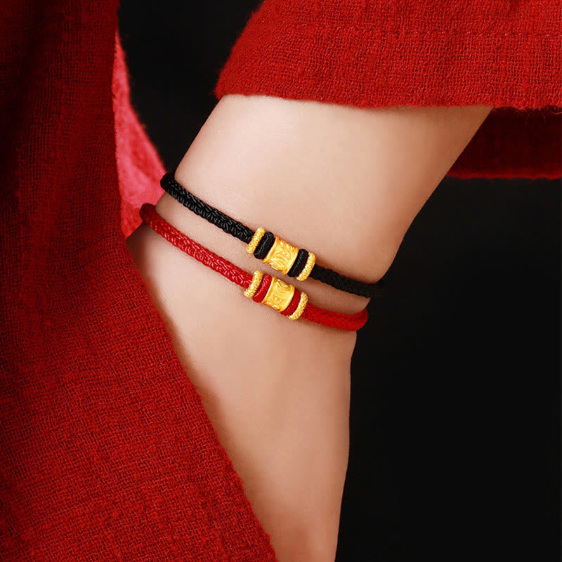 Pulsera de cuentas de la suerte con Buddha Stones Tíbet, oro 999, Om Mani Padme Hum, protección grabada