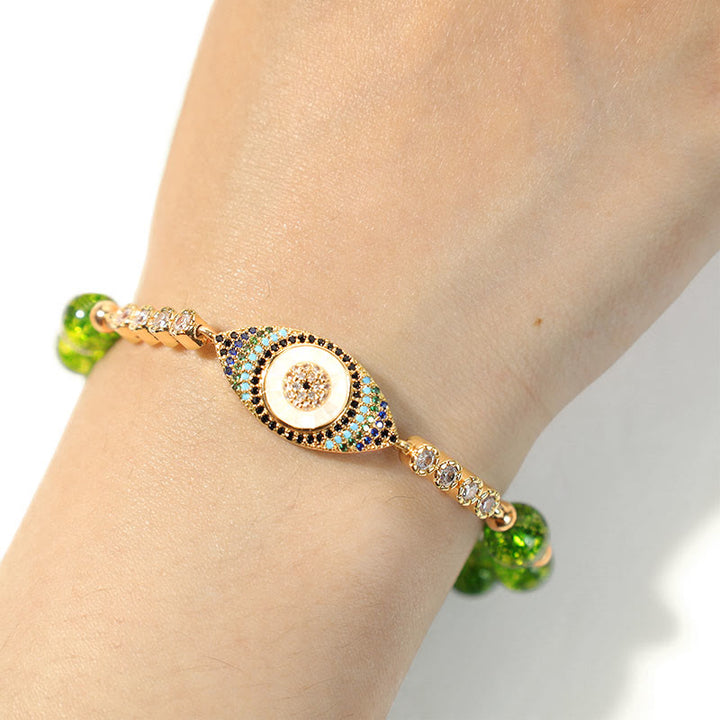 Pulsera de abundancia de mal de ojo con peridoto natural de Buddha Stones