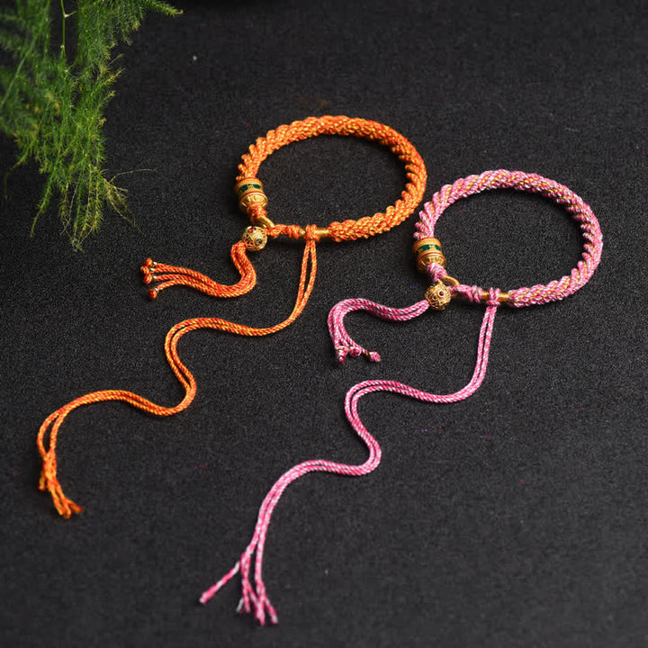 Pulsera de cadena colorida con cuentas de rueda de oración de la suerte hecha a mano tibetana con Buddha Stones