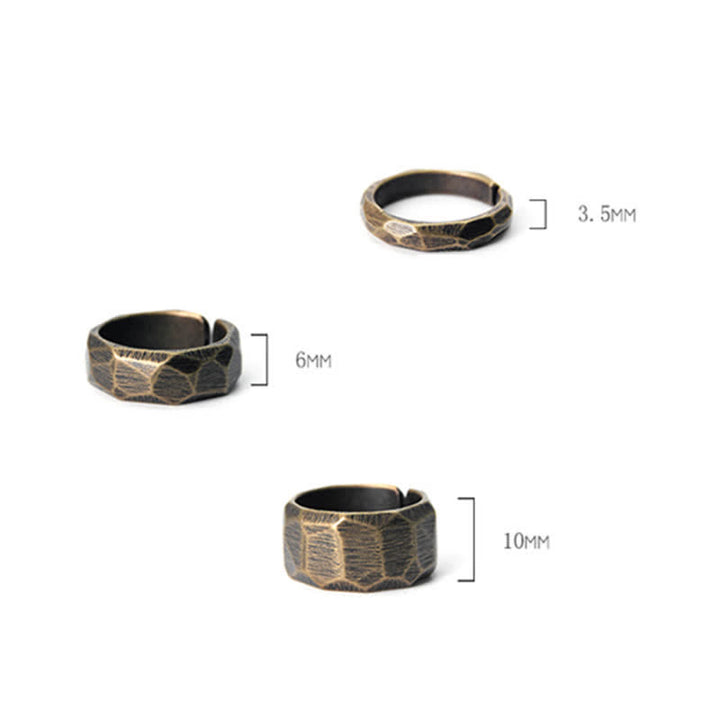 Anillo de riqueza de cobre de diseño simple tibetano con Buddha Stones