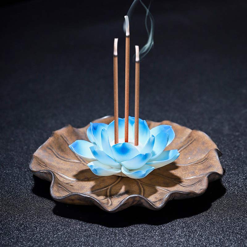 Decoración de quemador de incienso con bendición de loto tibetano