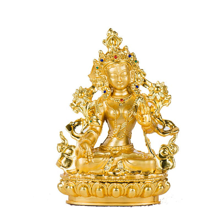 Decoración de estatua chapada en oro con protección de esperanza de Tara Blanca Bodhisattva