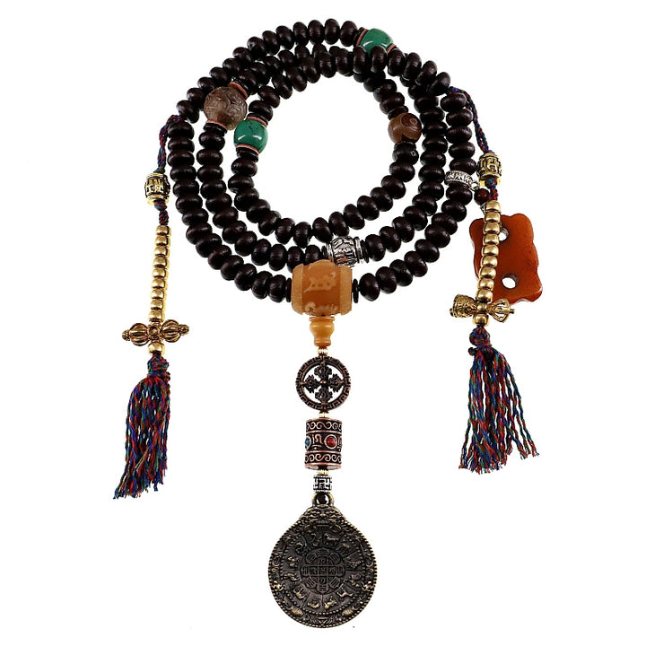 Tíbet 108 Mala cuentas púrpura semilla Bodhi Bagua Vajra pulsera auspiciosa