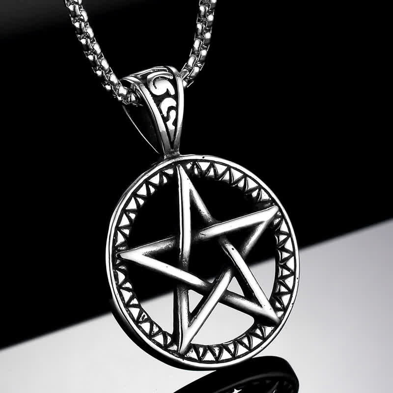 Colgante de collar de equilibrio de acero de titanio con pentagrama