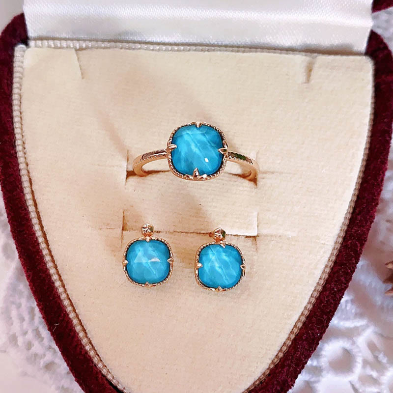 Juego de colgante y collar con anillo de protección chapado en plata de ley 925 con Buddha Stones