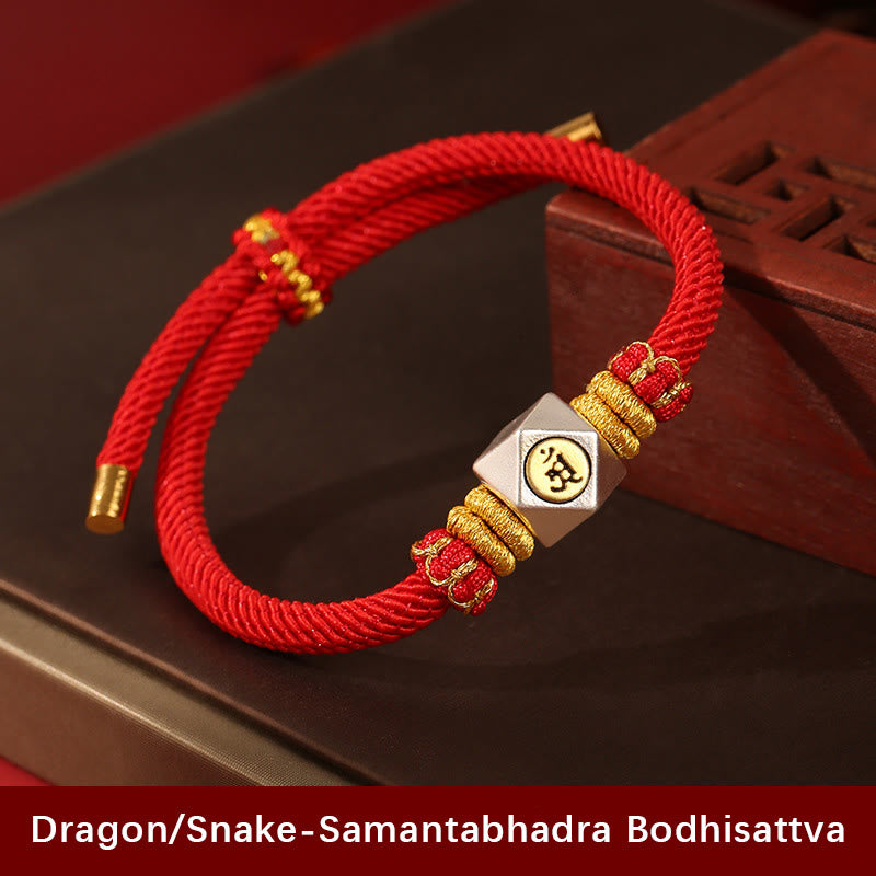 Pulsera para niños hecha a mano con Buddha Stones de plata de ley 999, zodíaco chino, Buda natal, cuerda roja, fuerza de la suerte