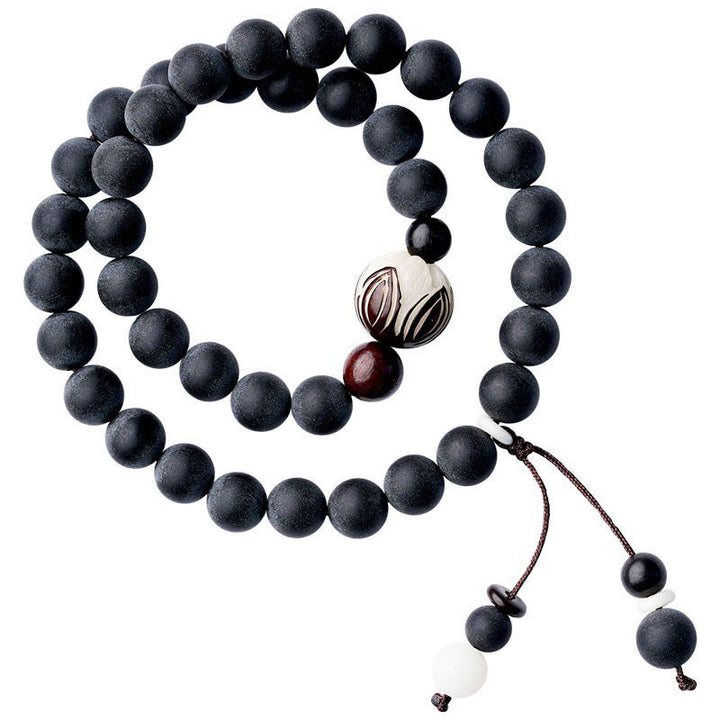 Pulsera curativa de loto Bodhi de ciprés tibetano de doble capa con Buddha Stones