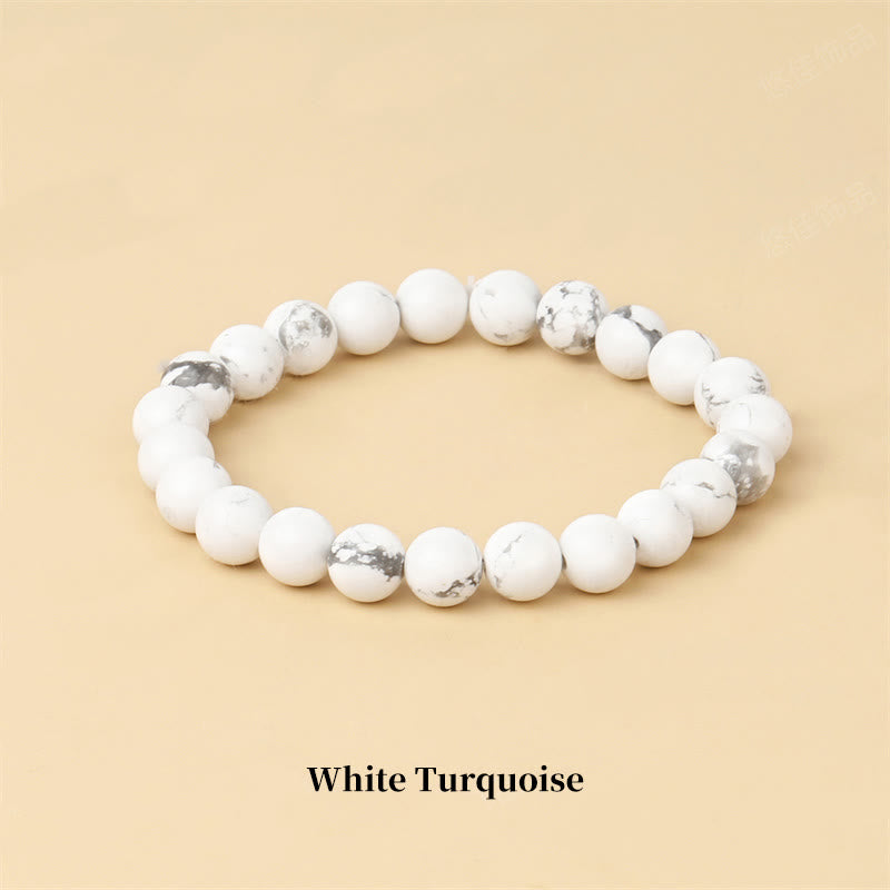 Pulsera de cuentas curativas de cuarzo con piedra natural de piedras de Buddha Stones - 8 mm - Turquesa blanca - image 20