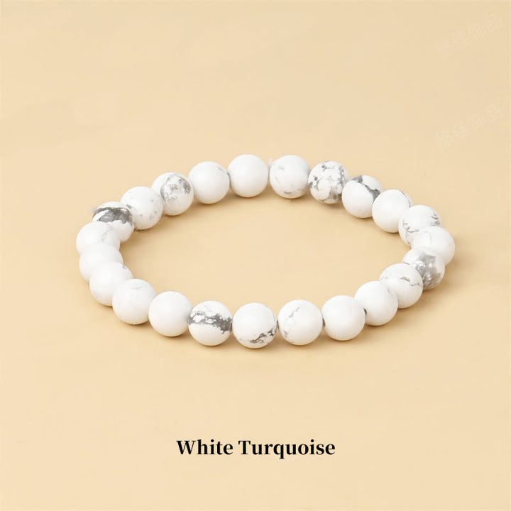 Pulsera de cuentas curativas de cuarzo con piedra natural de piedras de Buddha Stones - 8 mm - Turquesa blanca - image 20