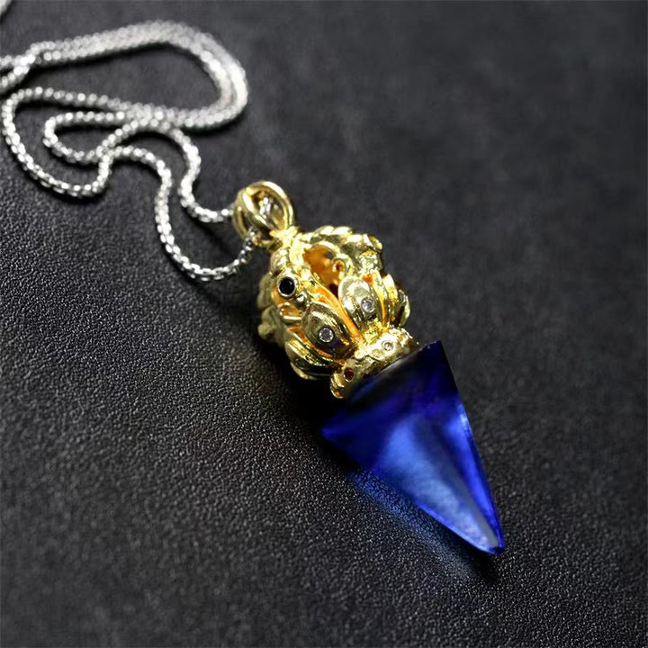 Buddha Stones tibetano Dorje Vajra 4 puntas Lotus Liuli cristal fuerza collar colgante