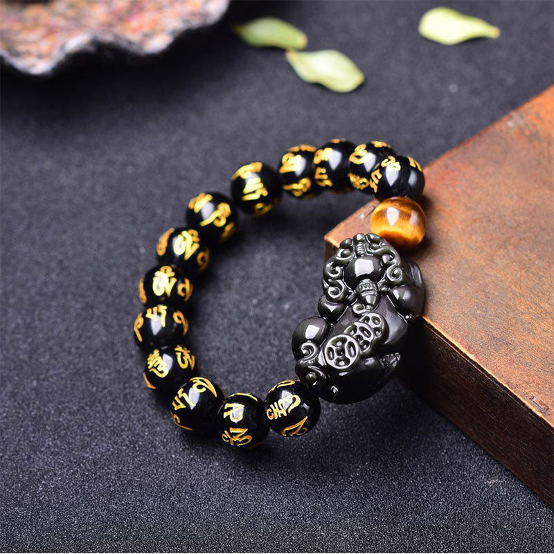 Pulsera de riqueza de obsidiana FengShui PiXiu