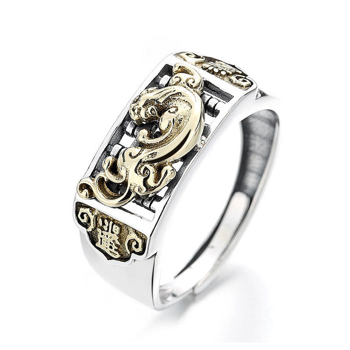 Anillo ajustable de plata de ley 925 PiXiu Suerte Riqueza