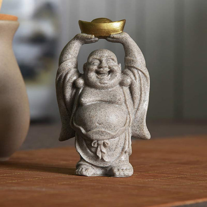 Buddha Stones estatua de resina de Buda sonriente bendición decoración del hogar