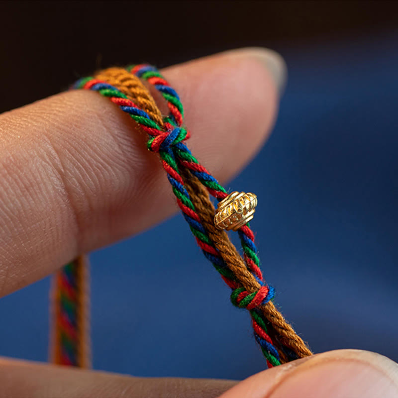 Pulsera de cuerda de fuerza de protección de rueda de oración Om Mani Padme Hum hecha a mano tibetana con Buddha Stones