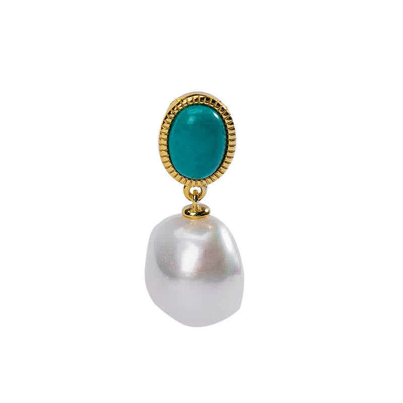 Buddha Stones Plata de Ley 925 Perla Turquesa Anillo Curativo Pendientes Collar Colgante