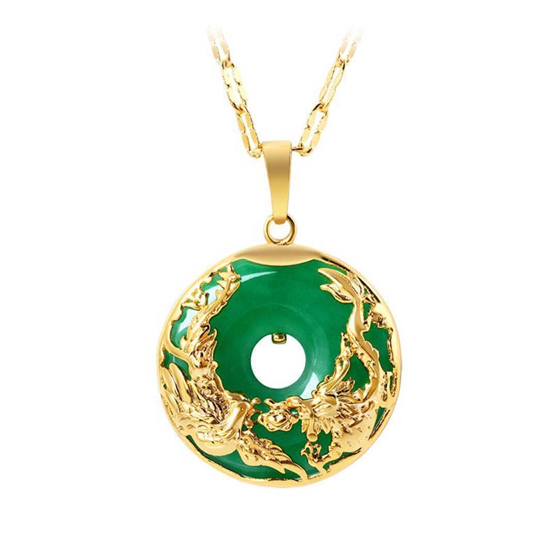 Collar de prosperidad de jade natural con Buddha Stones