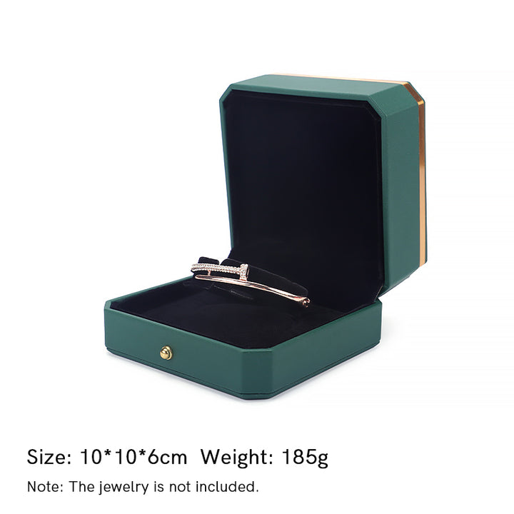 Caja de almacenamiento de joyas Caja de regalo de cuero PU - Verde oscuro - Caja para pulseras (10 x 10 x 6 cm) - image 11