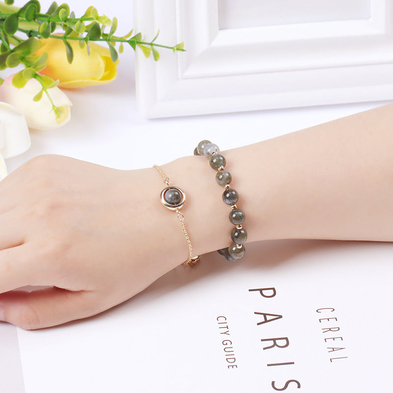 Pulsera Positiva de Cristal de Cuarzo Fresa con Piedra Solar de Buddha Stones