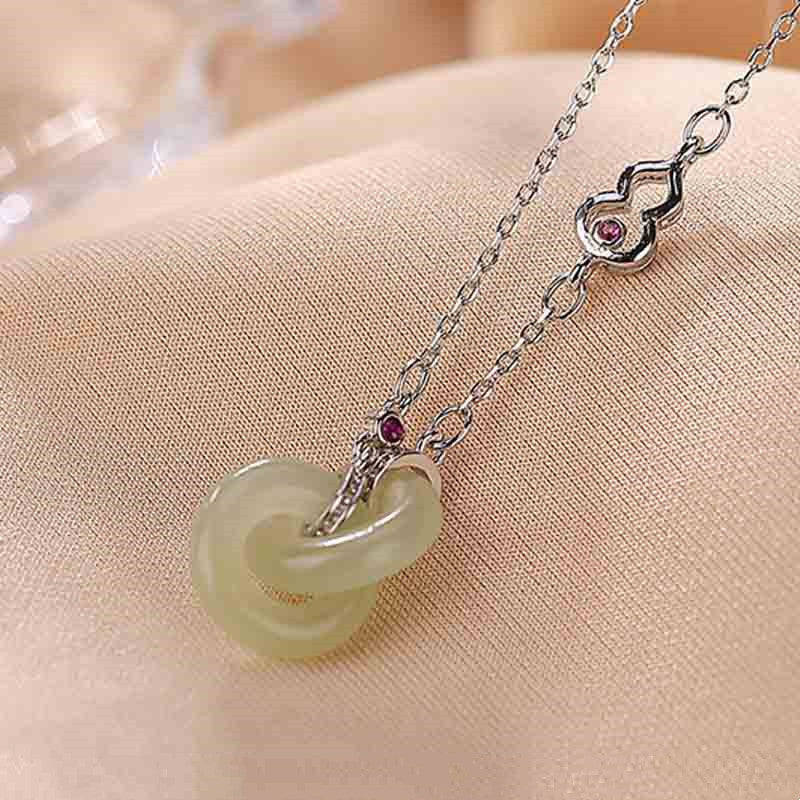 Collar con colgante de cadena de plata de ley 925 con Buddha Stones , redondo, jade, suerte y prosperidad
