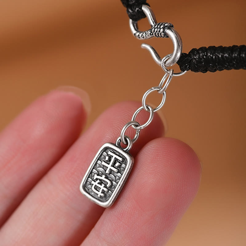 Pulsera de plata de ley 999 con Buddha Stones , hebilla de la paz, moneda de cobre, nubes auspiciosas, pulsera de la fortuna