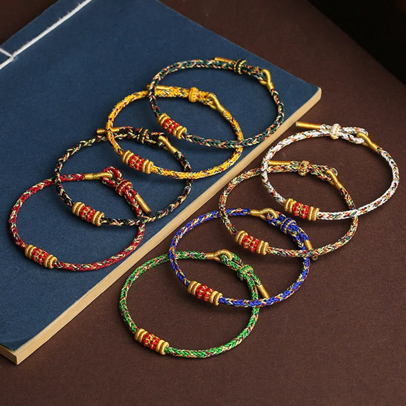 Pulsera trenzada de la suerte con nudo King Kong y cuerda colorida hecha a mano con Buddha Stones - image 1