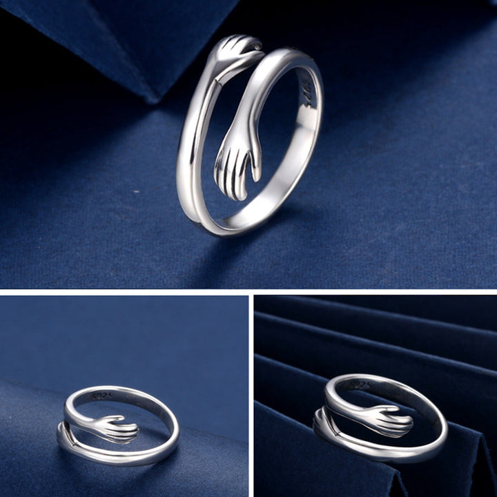 Anillo para pulgar con abrazo de amor en plata de ley 925 con Buddha Stones